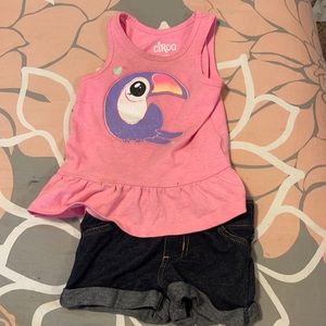 Pink Circo jean short and tank top set